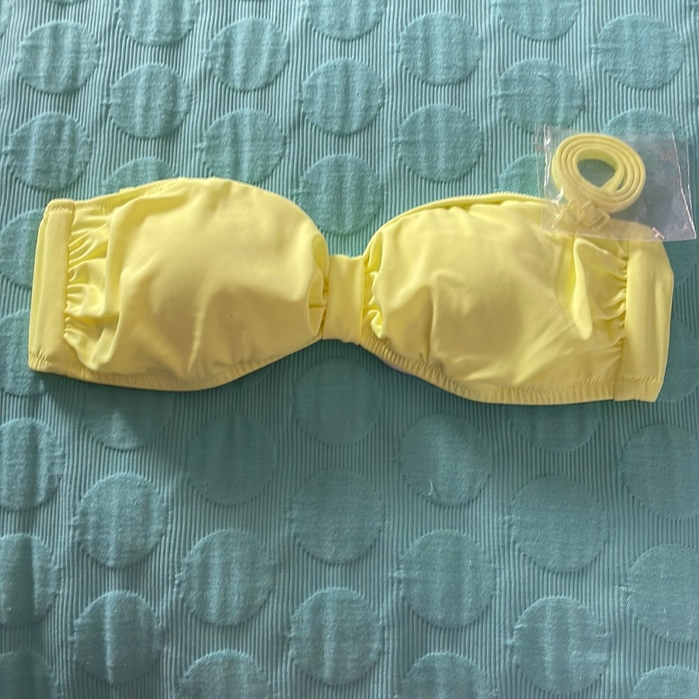PINK Victoria’s Secret bright yellow bandeau bikini top. Size small. NWOT